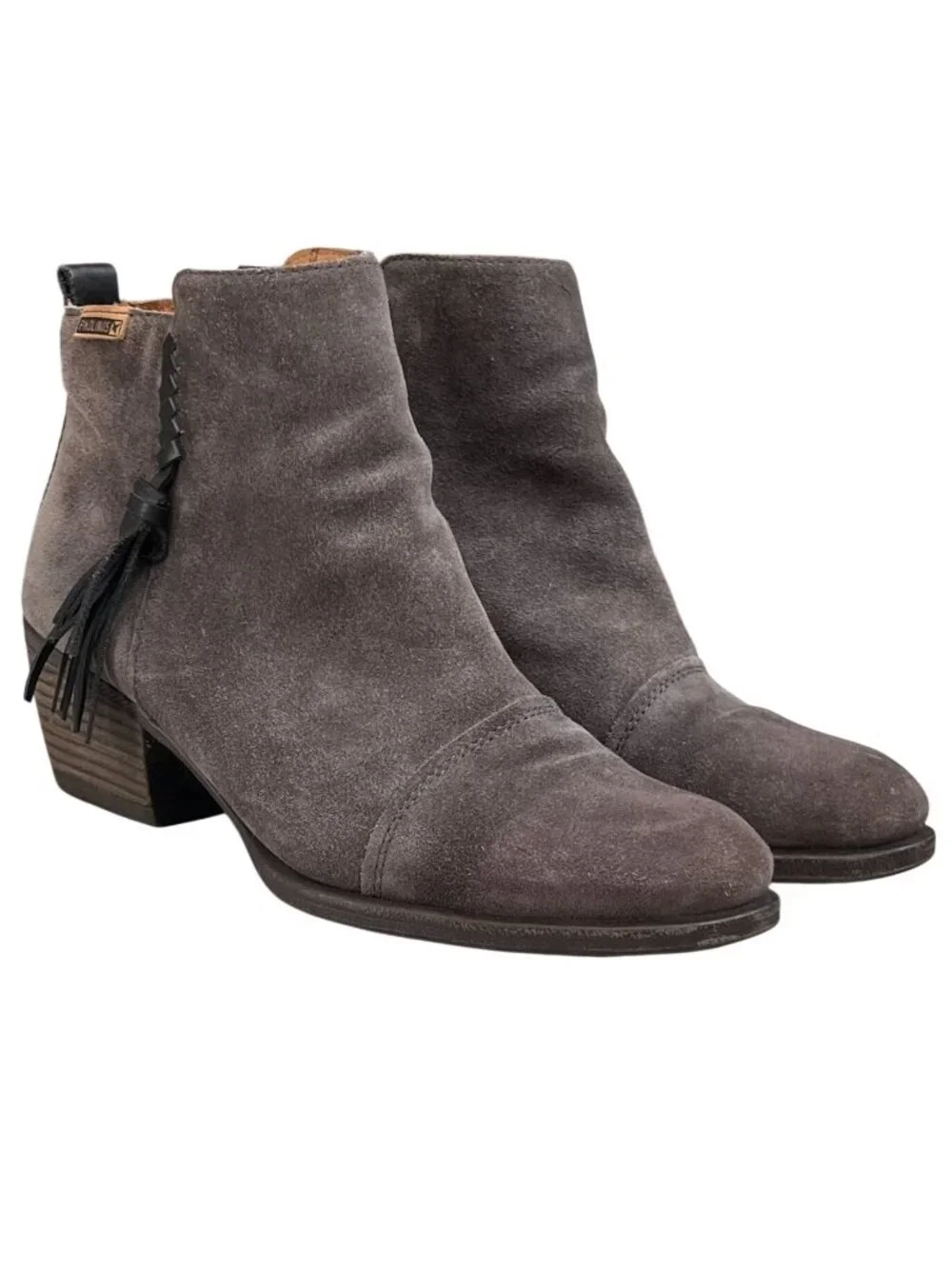 Pikolinos Baqueira Taupe Suede Comfort Tassle Ankle Booties EU 40 US 9-9.5